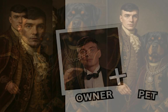 create a royal style portrait of you and your pet