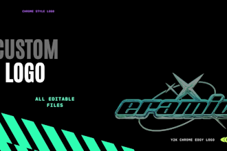 design y2k style chrome logo for your brand or clothing