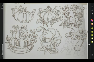draw by hand a digital cartoon illustration in color