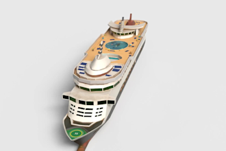 design 3d ship warship yacht  boat  vessel hard surface modelling and rendering