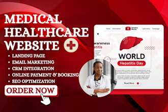 build, develop medical healthcare clinic website design, landing page hospital