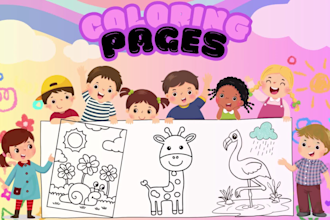 illustrate kdp coloring book pages for kids and adults