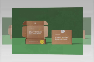 design product packaging, mailer box, label, paper bag, bottle, hemp,with mockup