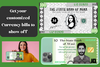 design customized currency bills with your photo and name