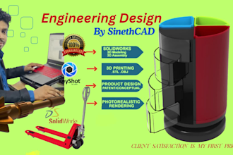 do engineering designs,2d,3d,cad,stl,step,dwg in solidworks