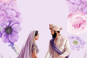 design wedding invitation card with couple illustration