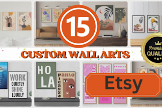 do canvas poster design and etsy wall art digital illustrator graphic design