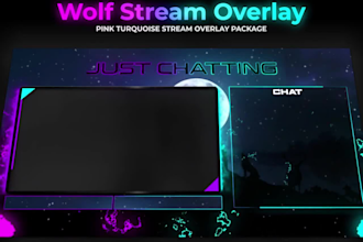 design animated twitch overlay, stream, facecam, panel, twitch logo, screen
