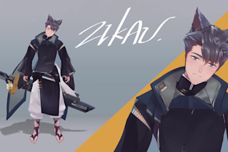 make male vtuber model art and rig with live2d
