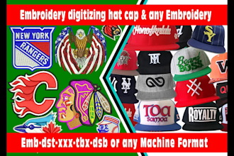 do any embroidery digitizing hat cap logo patch jacket 1hour