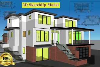 do 3d sketchup modeling or design of architecture house plan