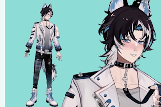 design cute high quality live2d vtuber anime model avater, 3d vriod fanart