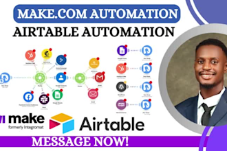 setup make com, make com automation, makecom airtable database, make com expert