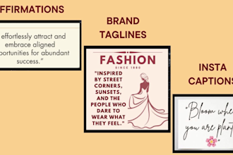 write captions, affirmations and brand taglines that will hook your audience