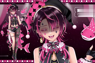 design live 2d vtuber model, live 2d rigging, facerig, live streaming avatar