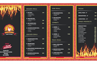 make impressive food menu, restaurant menu, poster, flyer