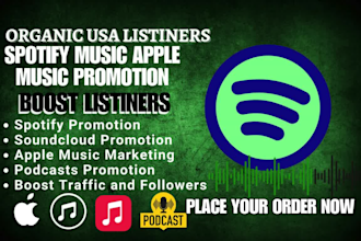 organic spotify music promotion podcasts soundcloud apple music to USA targeted
