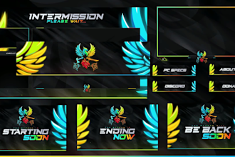 design animated kick or twitch overlay pack and logo for your stream