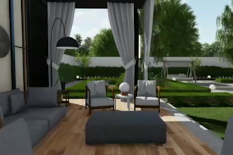 do architectural 3d, backyard, garden landscape design,