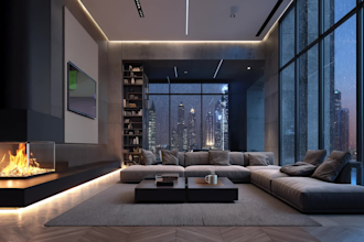 create luxurious apartment rain video for monetization