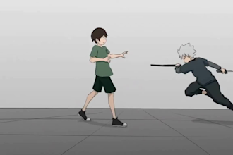 make cartoon anime animation, anime fighting animation music video, 2d animation
