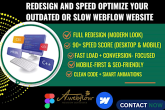 redesign webflow website, speed optimize outdated or slow webflow website clone