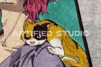 digitize japanese fan art anime illustration into embroidery