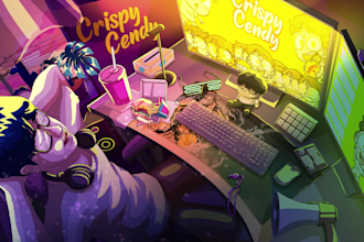 draw your desk setup, for vtuber twitch and youtube stream