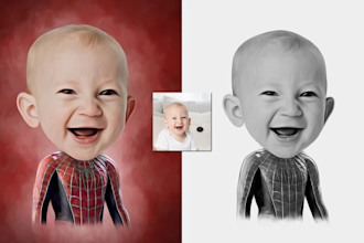 make realistic caricature into digital oil painting
