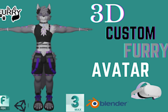 design vrchat avatar furry avatar 3d avatar vrc character for vrchat and vtuber