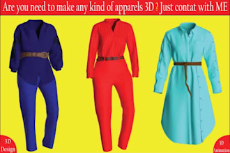 make apparel 3d design from tech pack or garments image