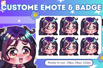 draw chibi cute emotes for vtuber, twitch, discord for your