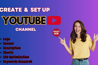 create and manage youtube channel,all setup with highly engaging 100 yt shorts