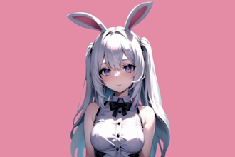 draw custom pngtuber, animated GIF png tuber for streaming chibi or anime style