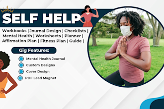 design your self help journal, workbook, planner, mental health guide