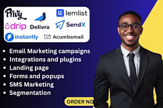 setup email marketing and campaigns for acumbamail, drip, instantly ai, lemlist