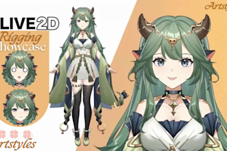 draw female or male live 2d vtuber model vtuber rigging twitch streaming model