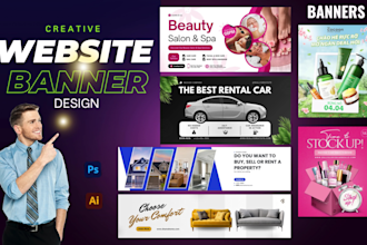design creative website banner, web slider, and shopify ads banner