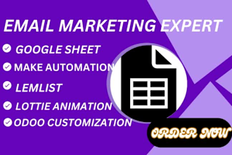 set up google sheet, make automation, lemlist, lottie animation,