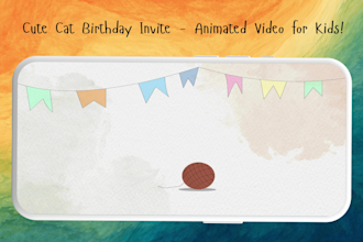 create a cute animated cat birthday invitation for kids