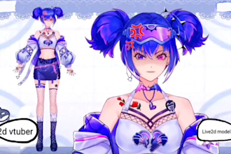 draw live2d vtuber model, 2d vtuber model for game streaming