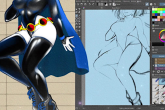 draw charming anime half body art