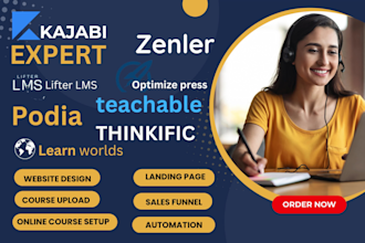 build thinkific, kajabi ,kajabi website  teachable, podia, online course website