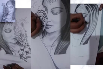 draw realistic pencil portrait sketch drawing by my hand
