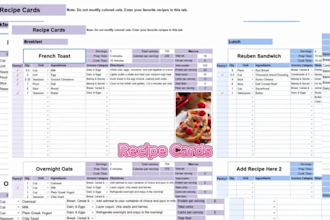 create meal and grocery spreadsheet, student grade, attendance tracker, budget