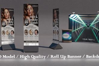 design 3d roll up banner design, backdrop, street pole banner