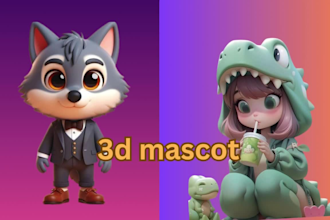 cute 3d chibi model, toys, animal, mascot, game toy, 3d cartoon character render