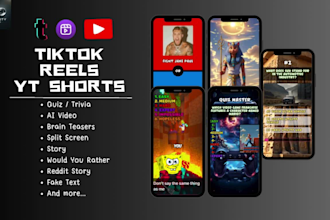 make ai videos for tiktok, shorts , reels, quiz,   and more
