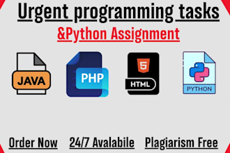 do urgent programming assignment in python , java , c , and html