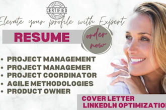 write project management resume, scrum master, product owner and project manager